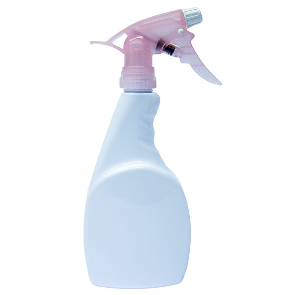 White PET Spray Bottle 500ml with White  Translucent Pink Sprayer