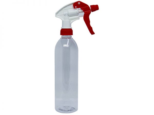 Clear PET Spray Bottle 500ml with Red Sprayer | spraybottles.com.tw