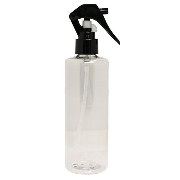 Clear PET Spray Bottle 250ml with Easy Mini Black Sprayer | Spray Bottles Supplier | Eround