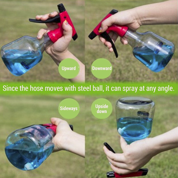 Since the hose moves, it can spray at any angle.