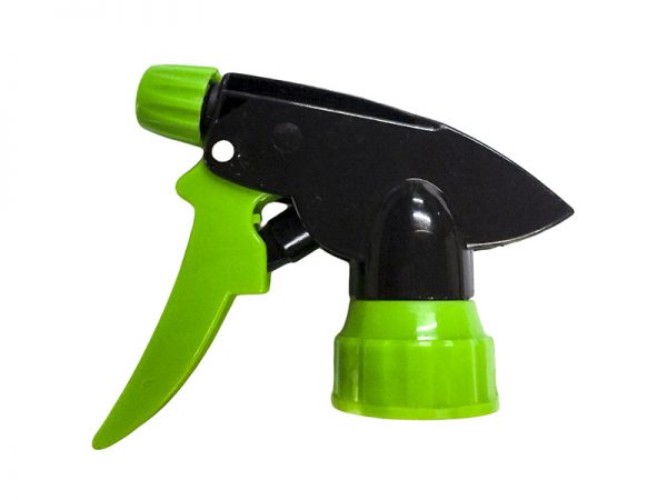 Black Chemical Resistant Trigger Sprayer with Green Nozzle Cap | Spray Bottles Supplier | Eround