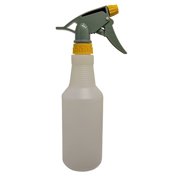 Spray Bottle 500ml Translucent White with Yellow-Gray Trigger