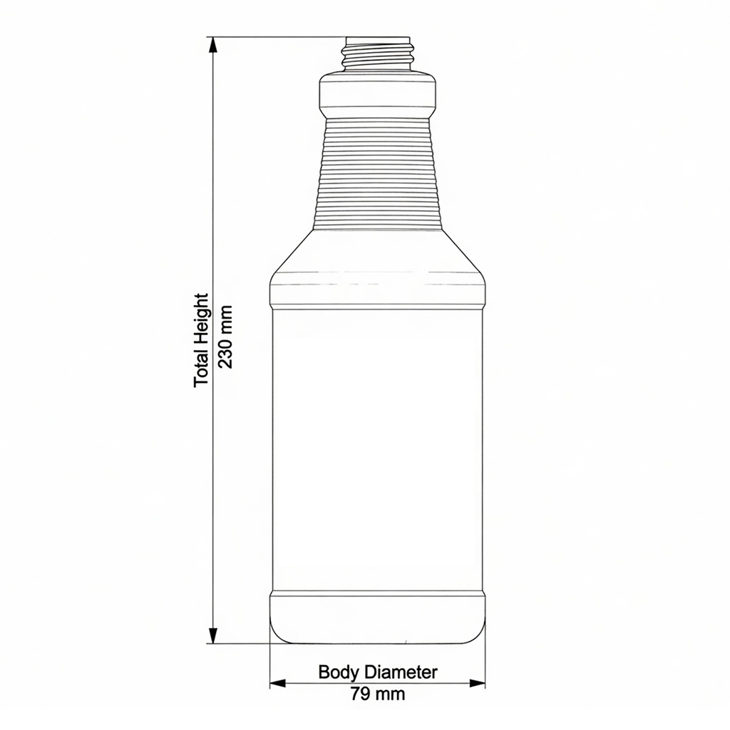 750ml HDPE Bottle with Ounce, Milliliter and Dilution Rate