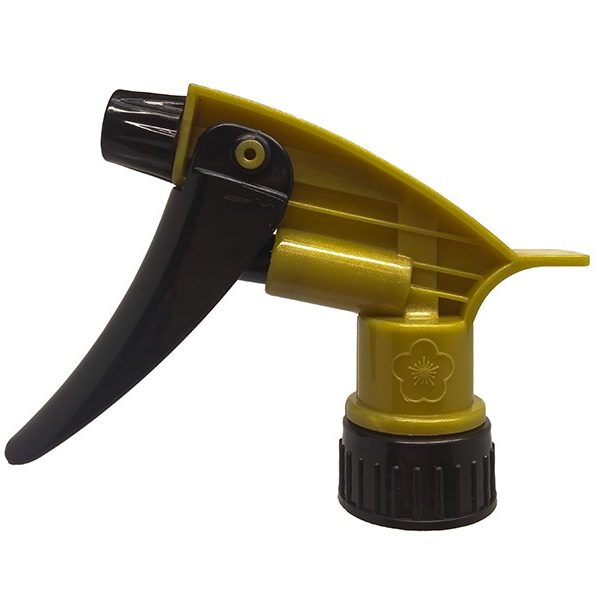 Golden Chemical Resistant Trigger Sprayer with Black Nozzle