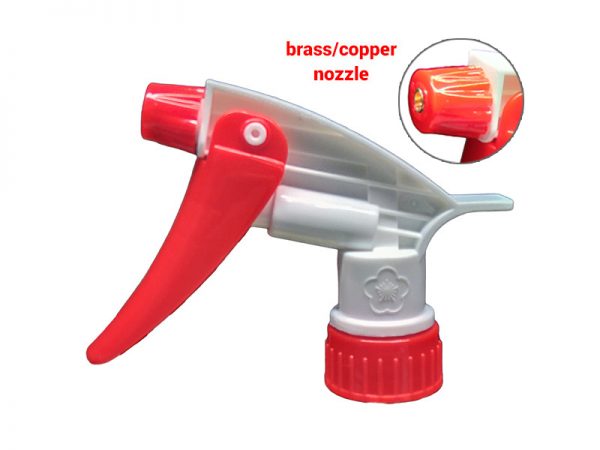 Red White Chemical Resistant Trigger Sprayer with Copper Nozzle