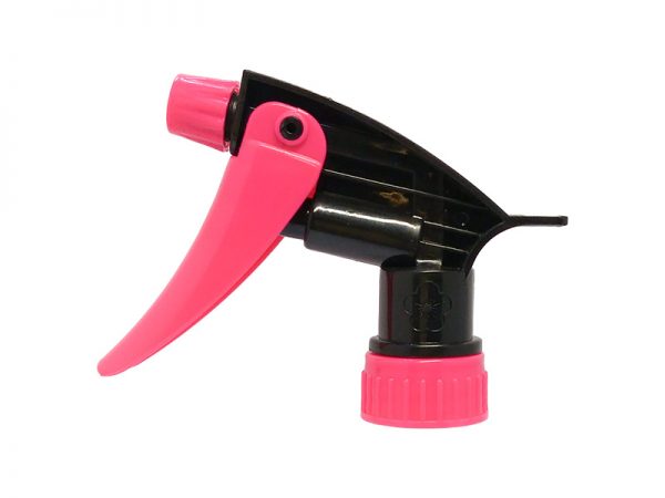 Black Chemical Resistant Trigger Sprayer with Pink Nozzle