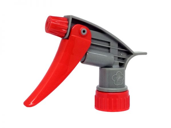 Gray Chemical Resistant Trigger Sprayer with Red Nozzle