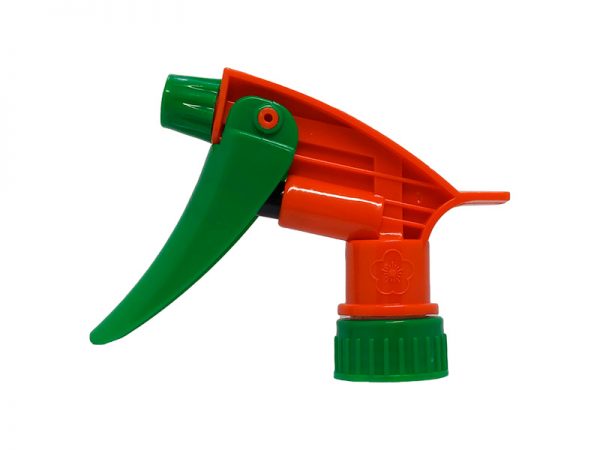 Orange Chemical Resistant Trigger Sprayer with Green Nozzle