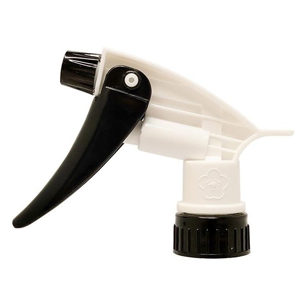White Chemical Resistant Trigger Sprayer with Black Nozzle
