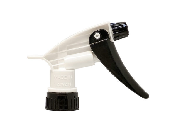White Chemical Resistant Trigger Sprayer with Black Nozzle