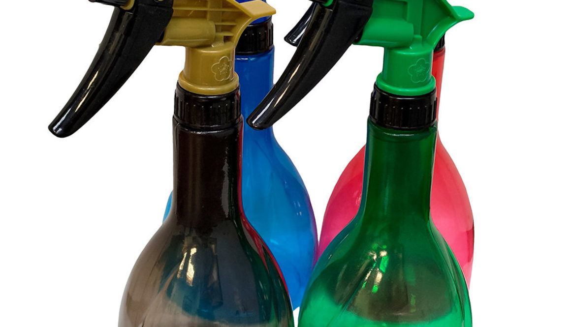 4 Colorful PVC Thin Neck Round Bottom Spray Bottles