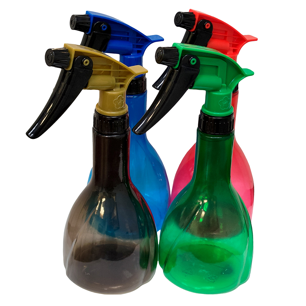 4 Colorful PVC Thin Neck Round Bottom Spray Bottles