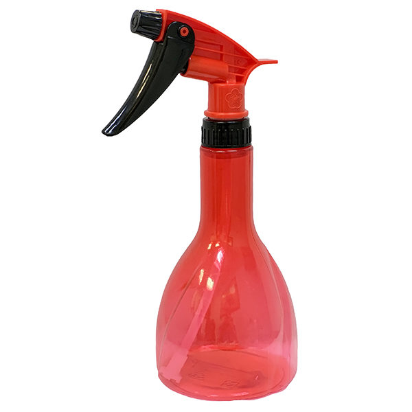 Transparent Red Narrow Neck PVC Bottle With Black Red Trigger