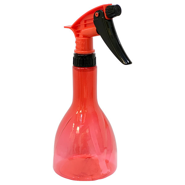 Transparent Red Narrow Neck PVC Bottle With Black Red Trigger