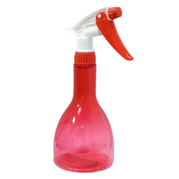Clear Red Long Narrow Neck PVC Bottle With Red-White Trigger