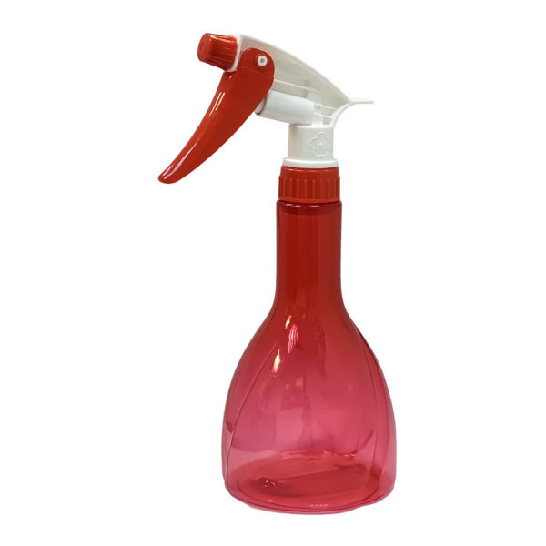 Clear Red Long Narrow Neck PVC Bottle With Red-White Trigger