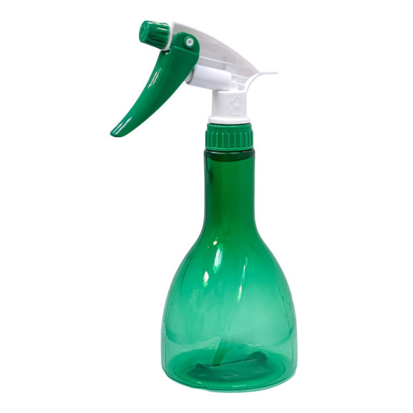 Clear Green Long Narrow Neck PVC Bottle With Green-White Trigger