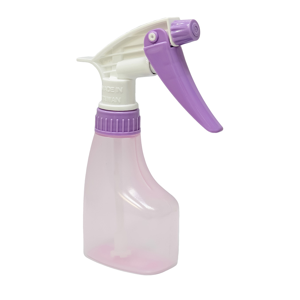 Translucent Pink HDPE Bottle 180ml with Purple-White Trigger Sprayer