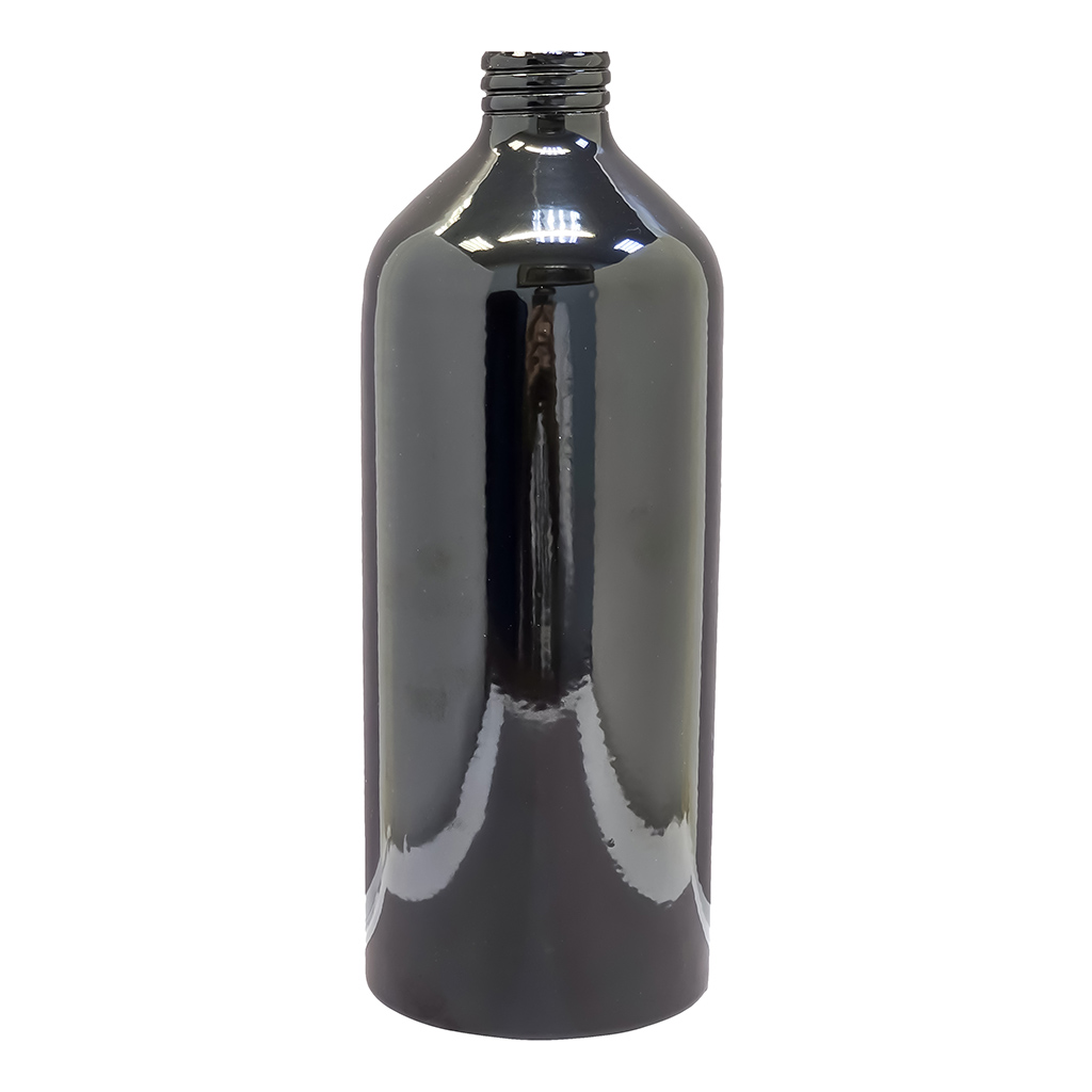 Black Painted Aluminum Bottle, Epoxy Resin Interior, 500 mL, 24/410