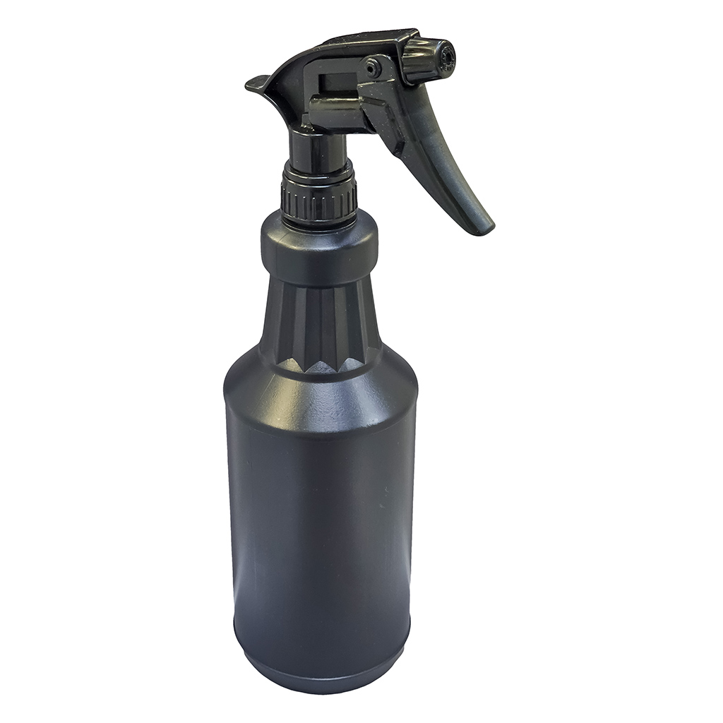 Black HDPE Bottle 32 oz with Black 1.5cc Trigger Sprayer
